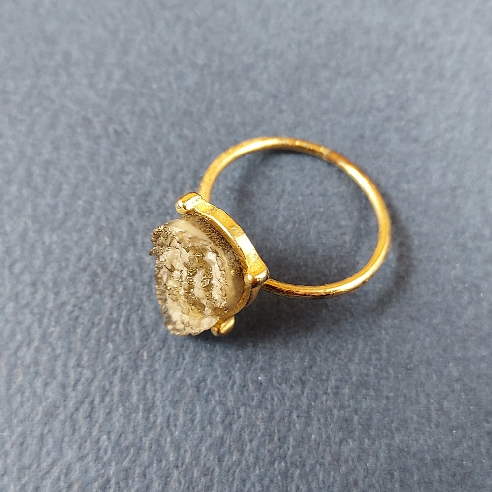 Gold tone geode ring